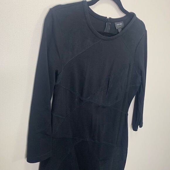 Nicole by Nicole Miller Little Black Dress with Sleeves Patchwork Design (p1) - Picture 1 of 6